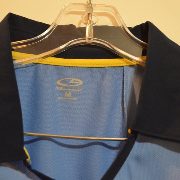 CHAMPION Sport wear 1/4 Short Sleeves Polo Shirt Blue M - Picture 2 of 4